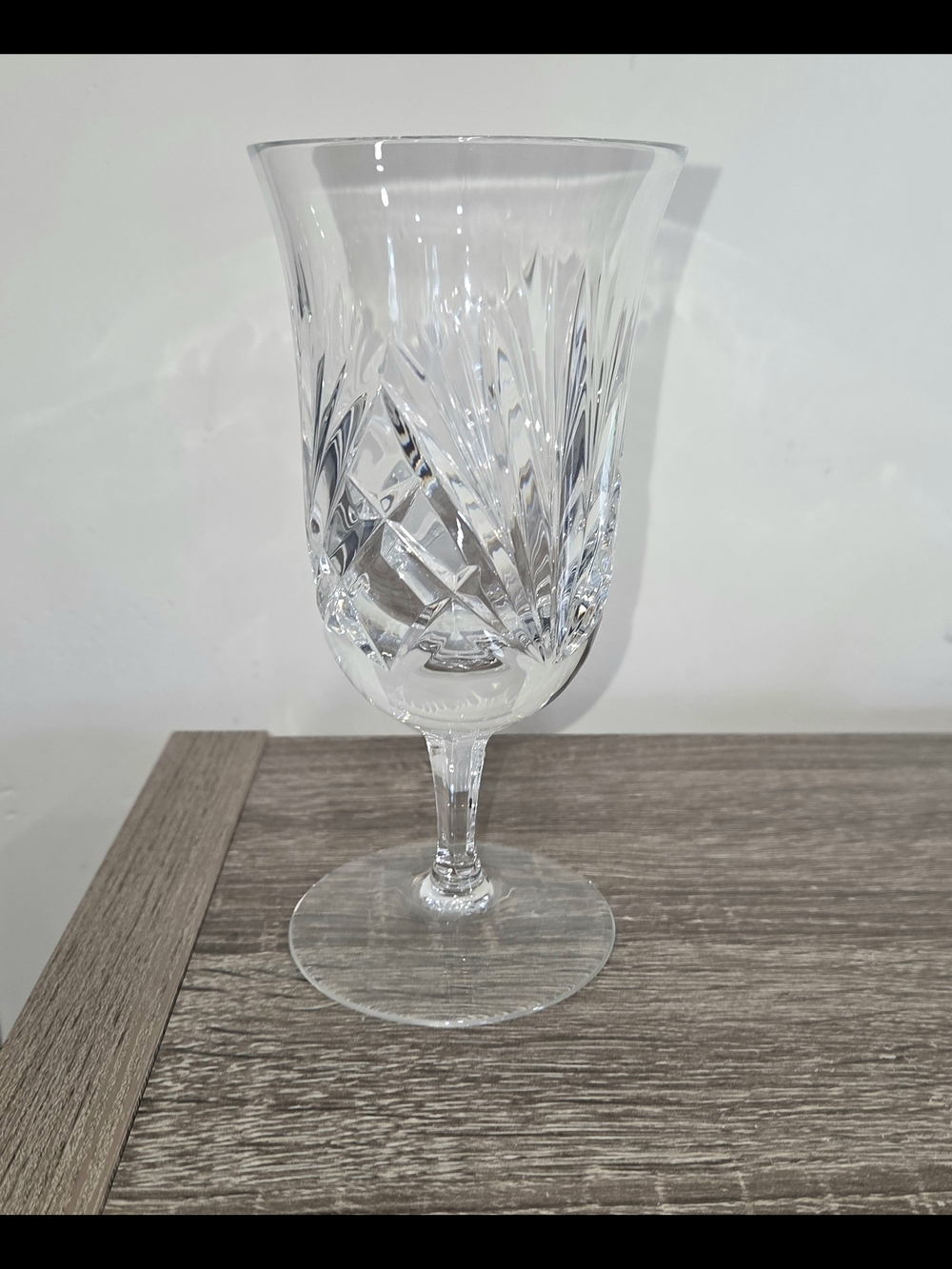 Gorham Cherrywood Cut Crystal Footed Iced Tea Glass Goblet 6 7/8" Tall.